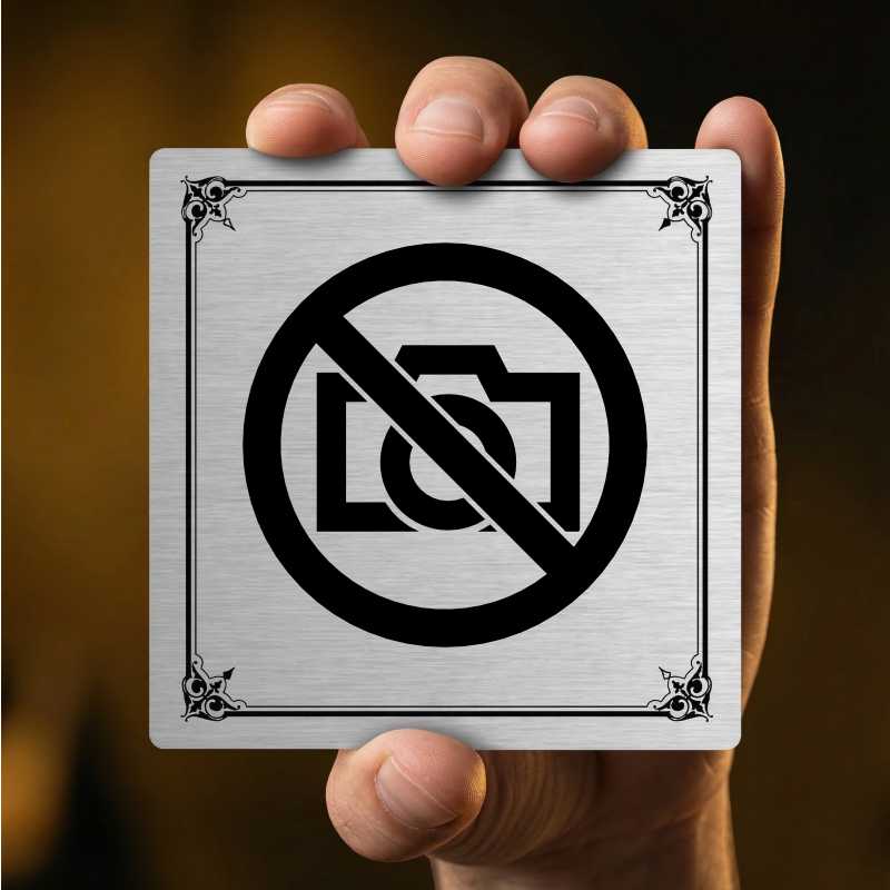 Zákaz fotogravování, 80x80mm, stříbrná, Utah